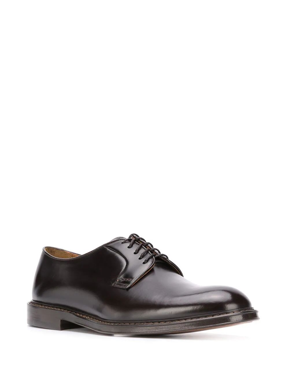 Doucal's Almond Toe Lace-up Derby Shoes In Ebony
