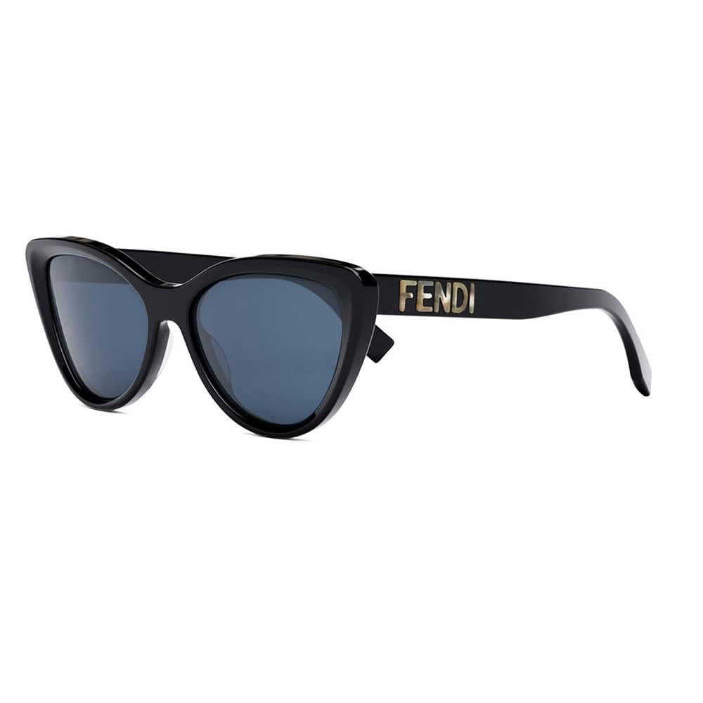 Fendi Lettering Cat Eye Sunglasses, 55mm In Nero/blu