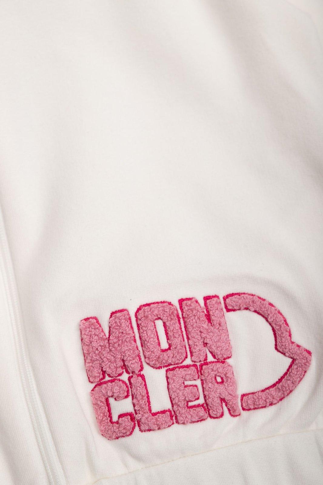 Shop Moncler Logo Flocked Long-sleeved Tracksuit