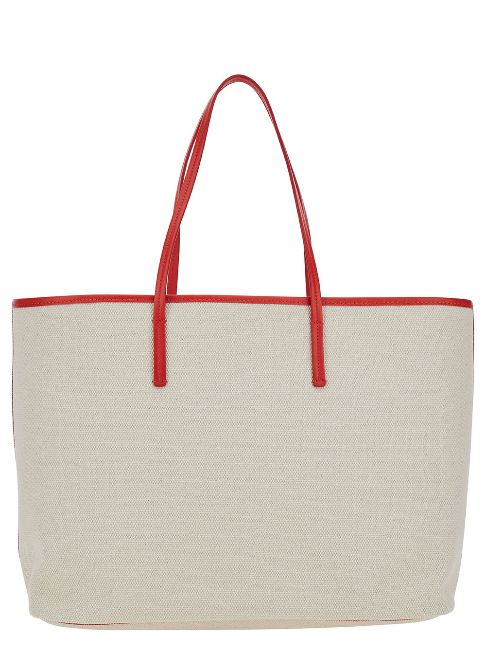 Shop Marni Small Janus White Tote Bag With Logo Patch In Cotton Woman