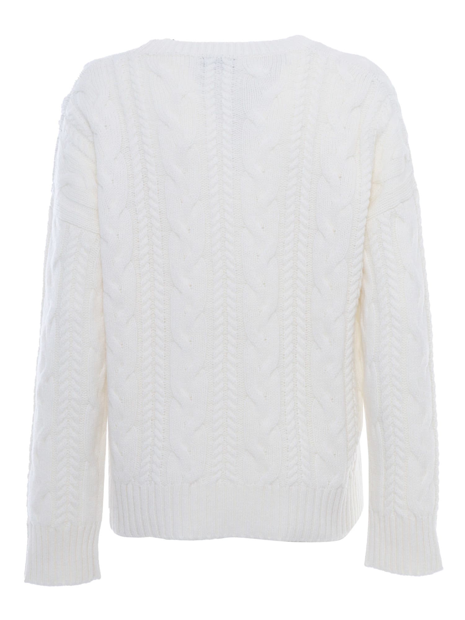 Shop Kangra Braided Crewneck Sweater In White