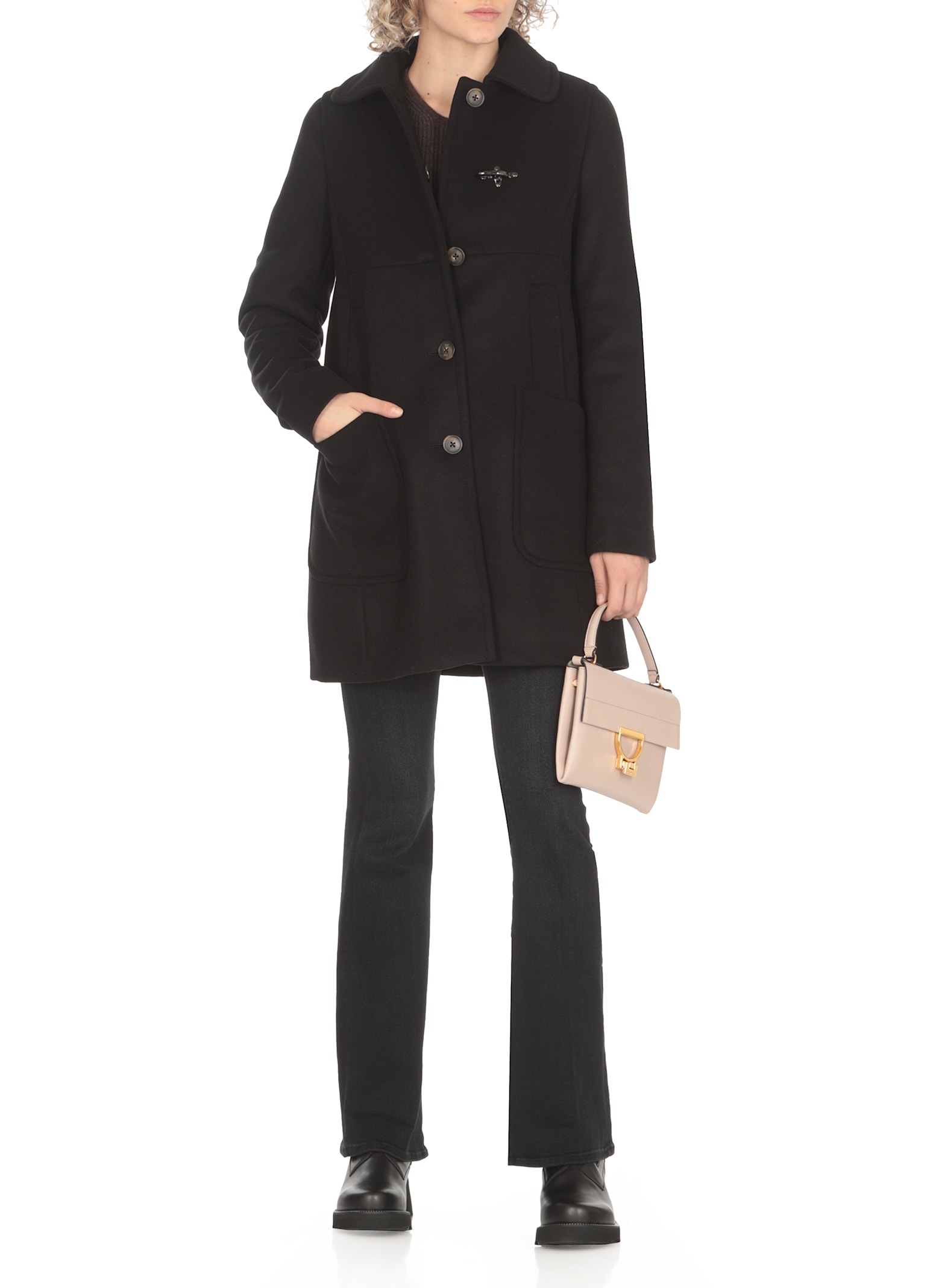Fay Wool And Cashmere Coat In Black