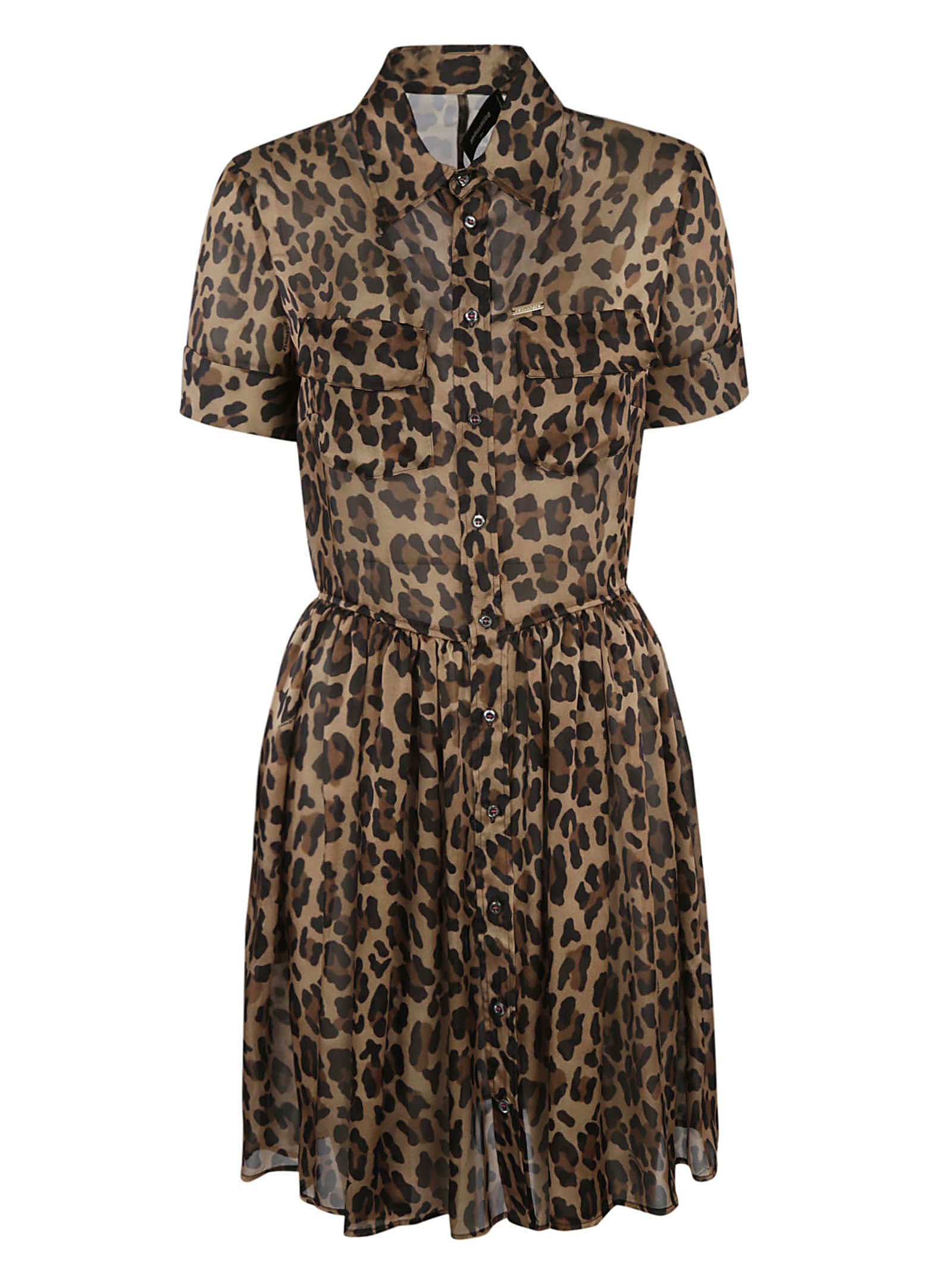 Dsquared2 Animal Print Buttoned Dress