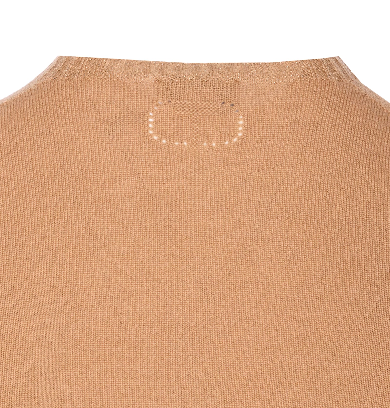 Twinset Twin-set Beige Crew Neck Sweater In Soft Wool-cashmere Blend In Brown