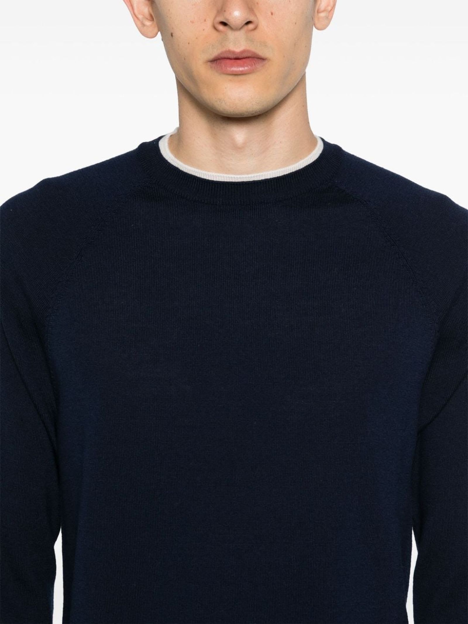 Shop Eleventy Blue Wool Jumper