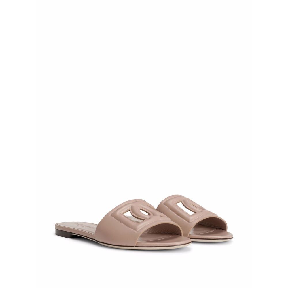 Dolce & Gabbana Piink Leather Millennials Flats In Pink