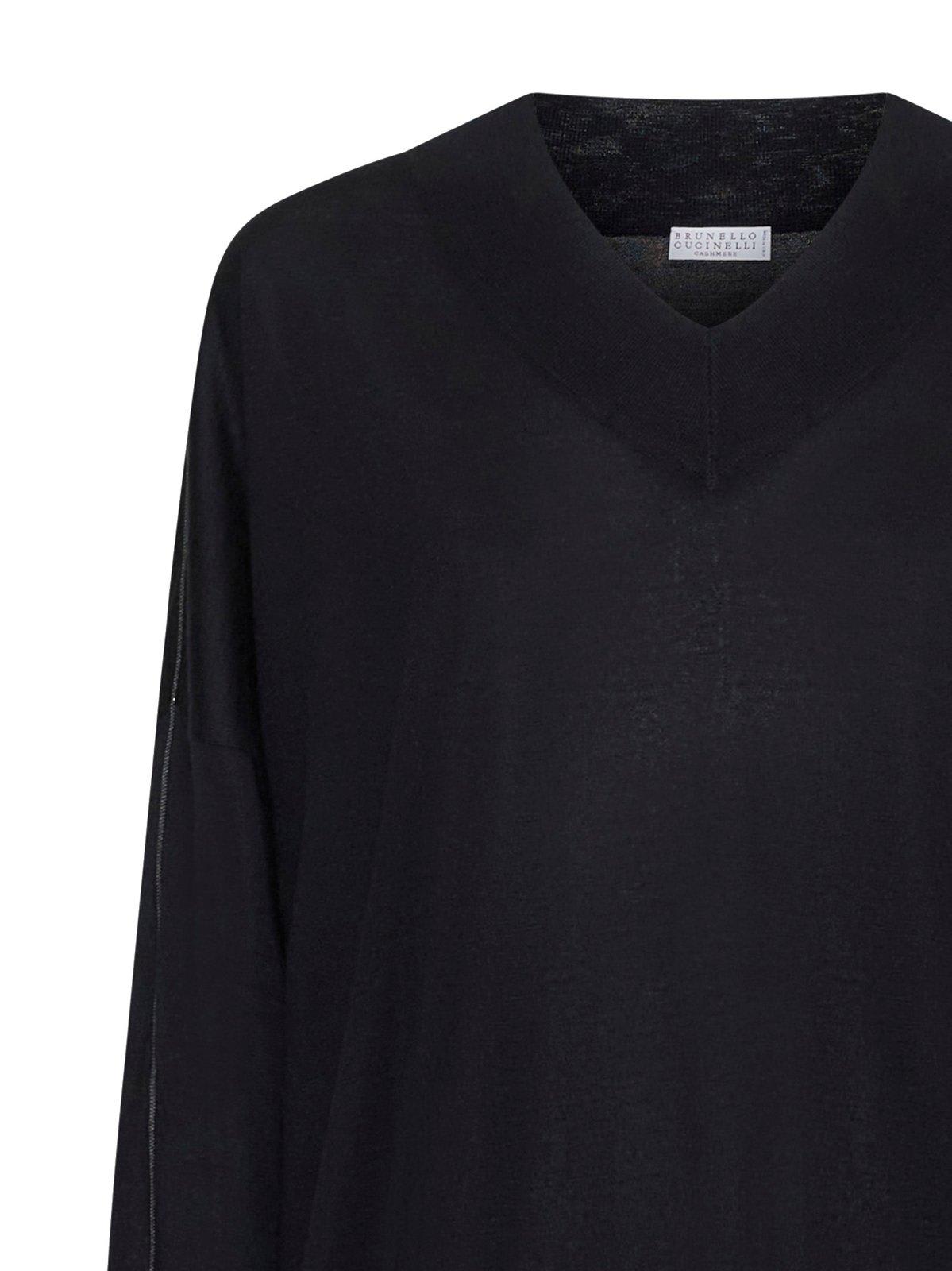 Shop Brunello Cucinelli V-neck Knit Sweater In Black