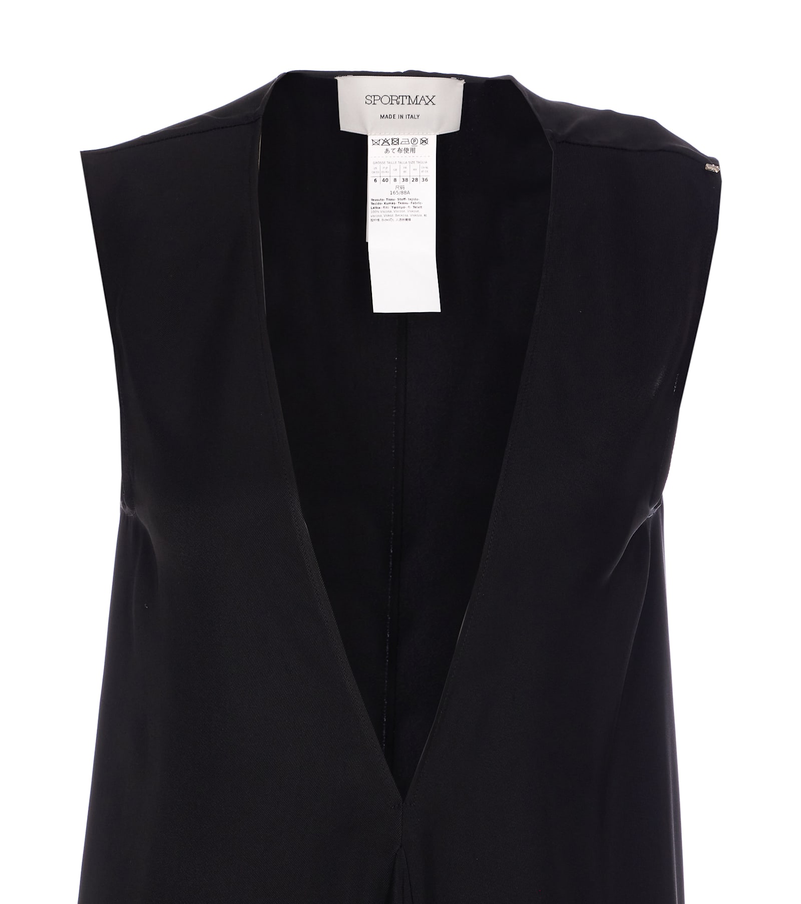 Sportmax Sport Max Long Asymmetrical Viscose Twill Dress In Nero