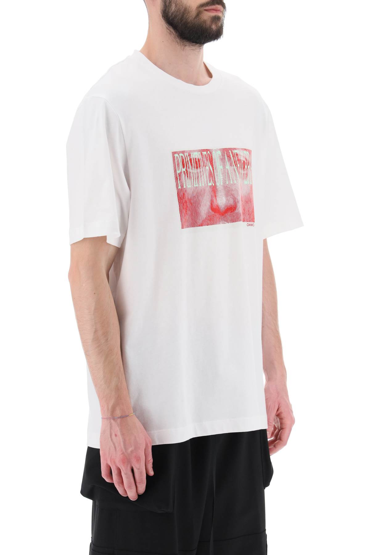 Shop Oamc Albrecht T-shirt With Print In Off White (white)