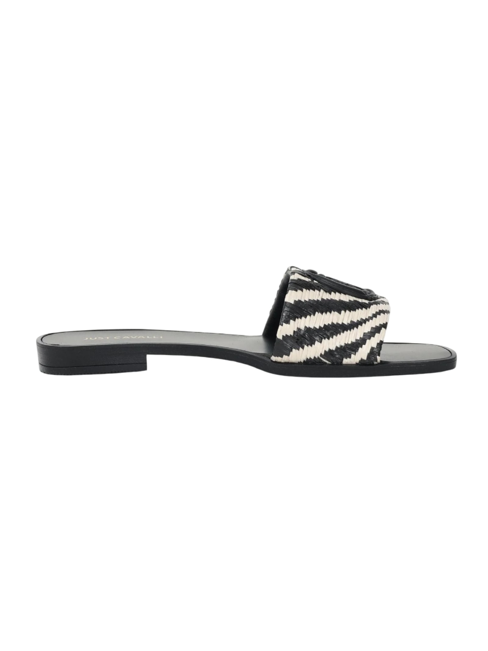 Just Cavalli Elisie Striped Slide Sandals In Black