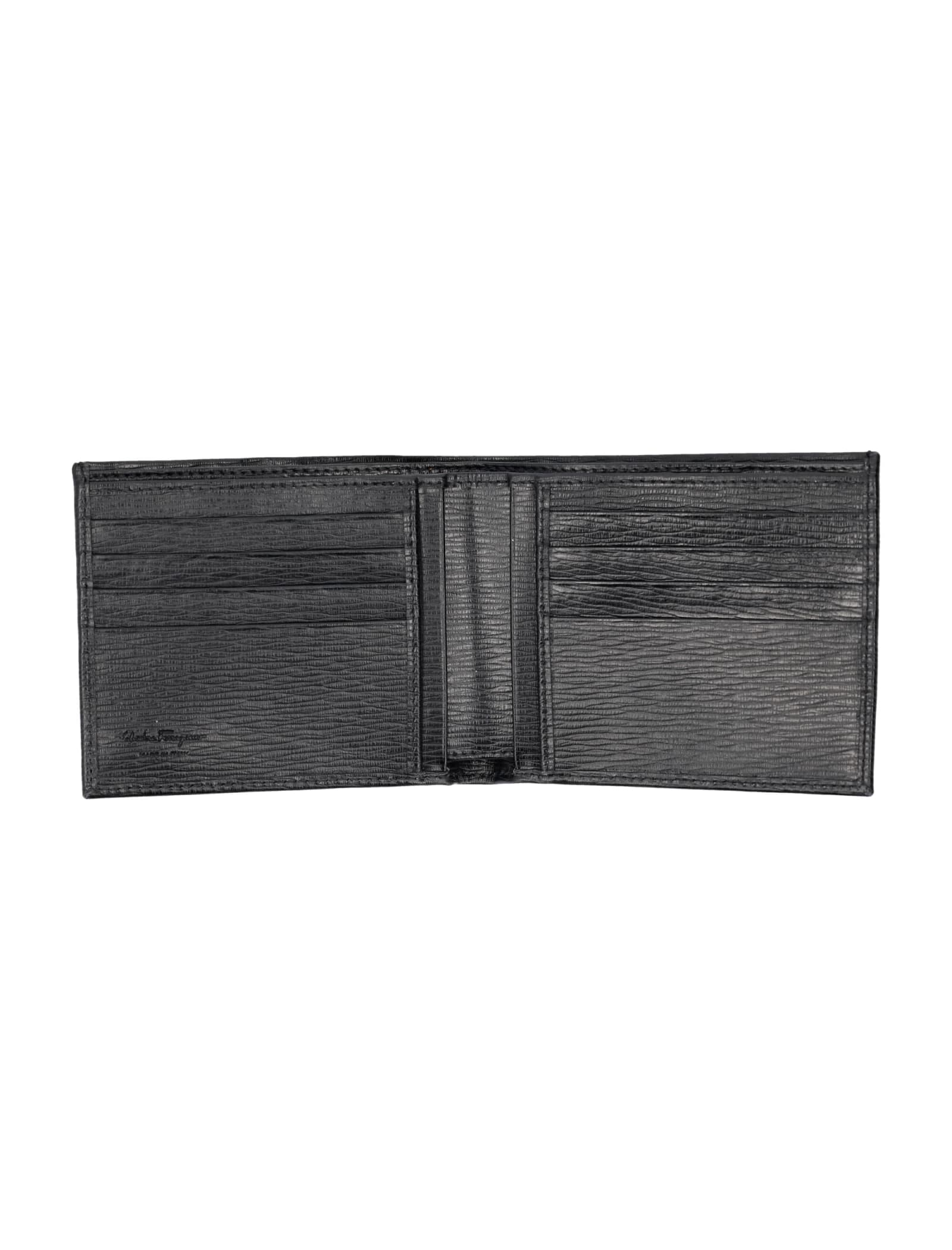 Ferragamo Revival Gancio Bicolor Wallet In Black