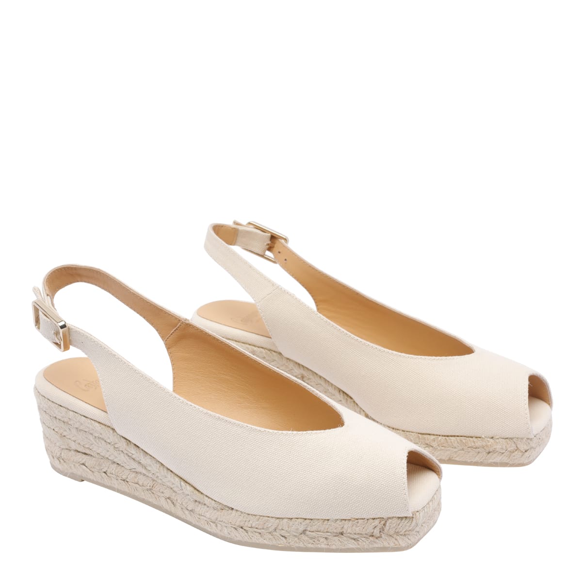 Castaã±er Dosalia Slingback Wedge Espadrilles In White