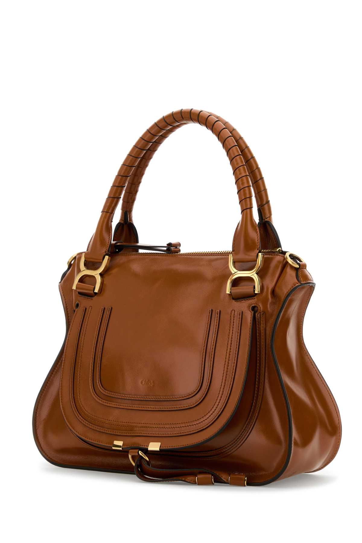 Shop Chloé Brown Leather Medium Marcie Handbag In Claybrown