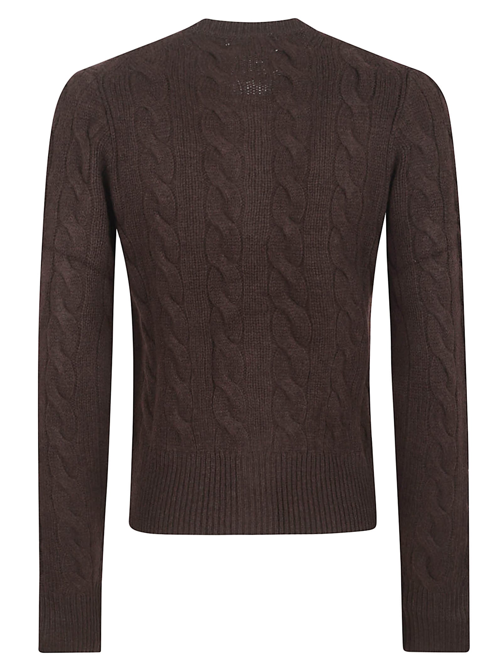 Polo Ralph Lauren Cable Knit Cardigan With Button Front In Brown