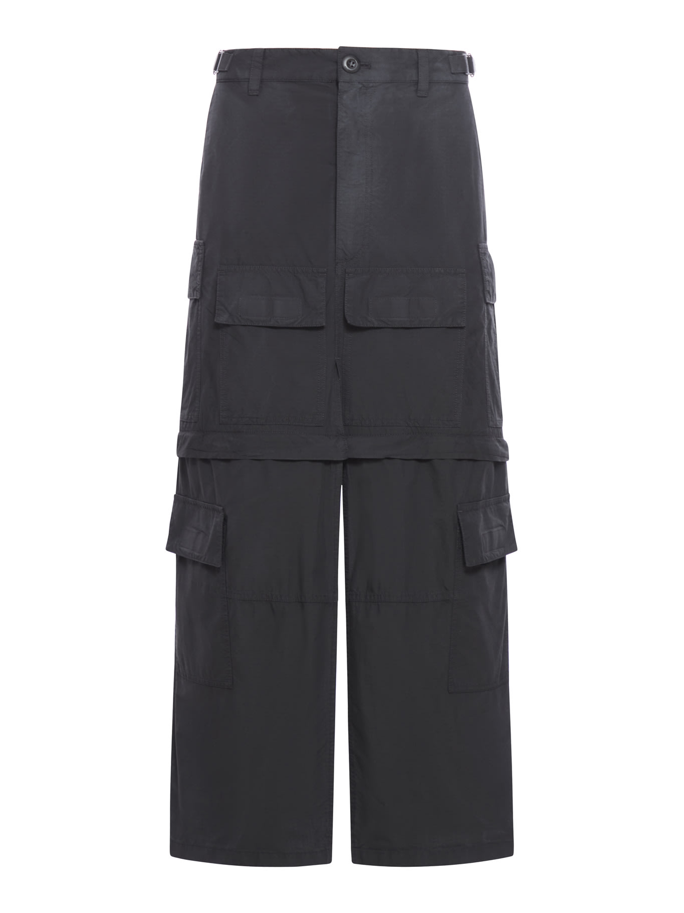 Shop Balenciaga Maxi Cargo Skirt Light Ripstop Cotton In Black