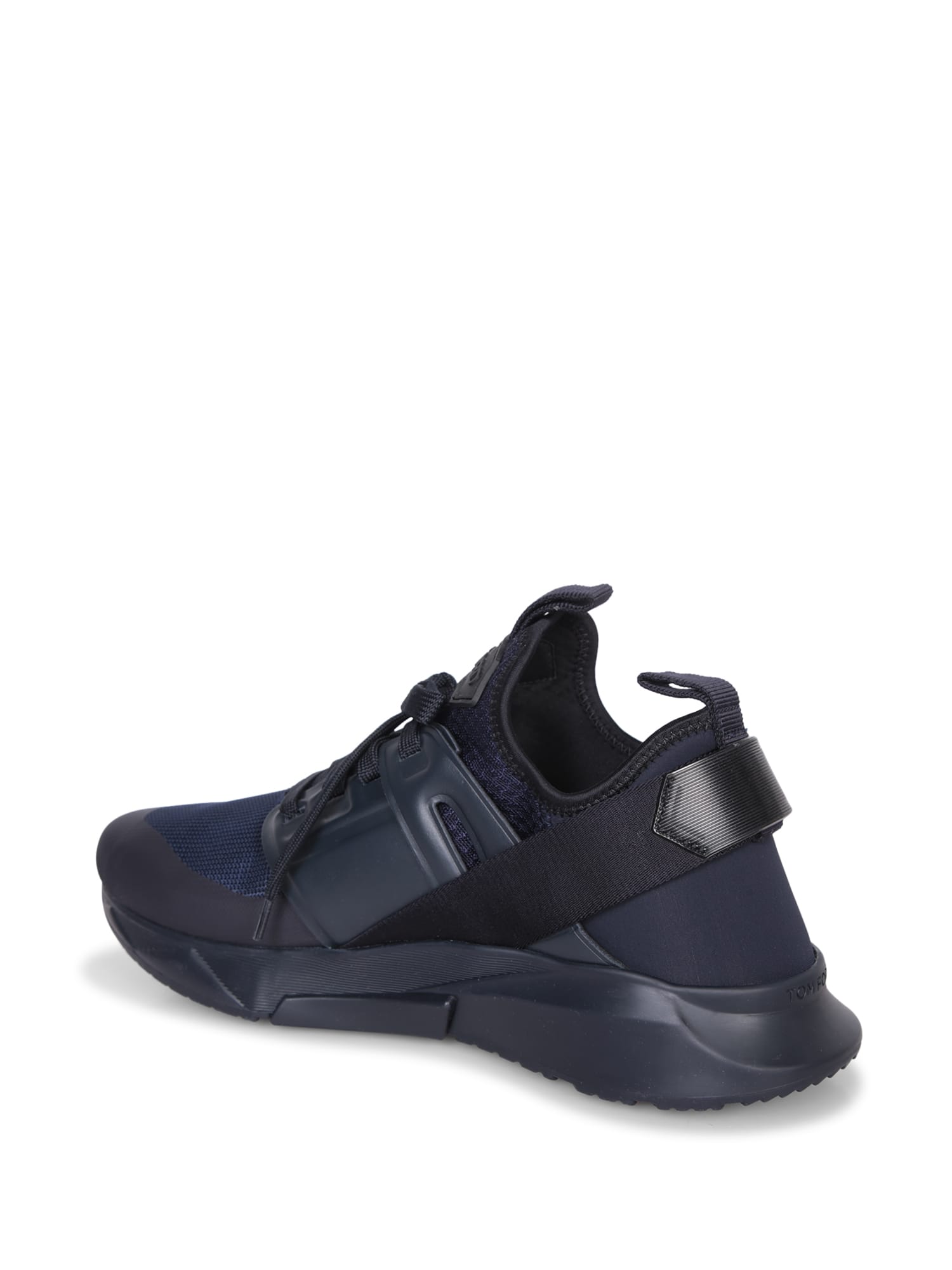 Shop Tom Ford Jago Sneakers In Black Leather In Blue