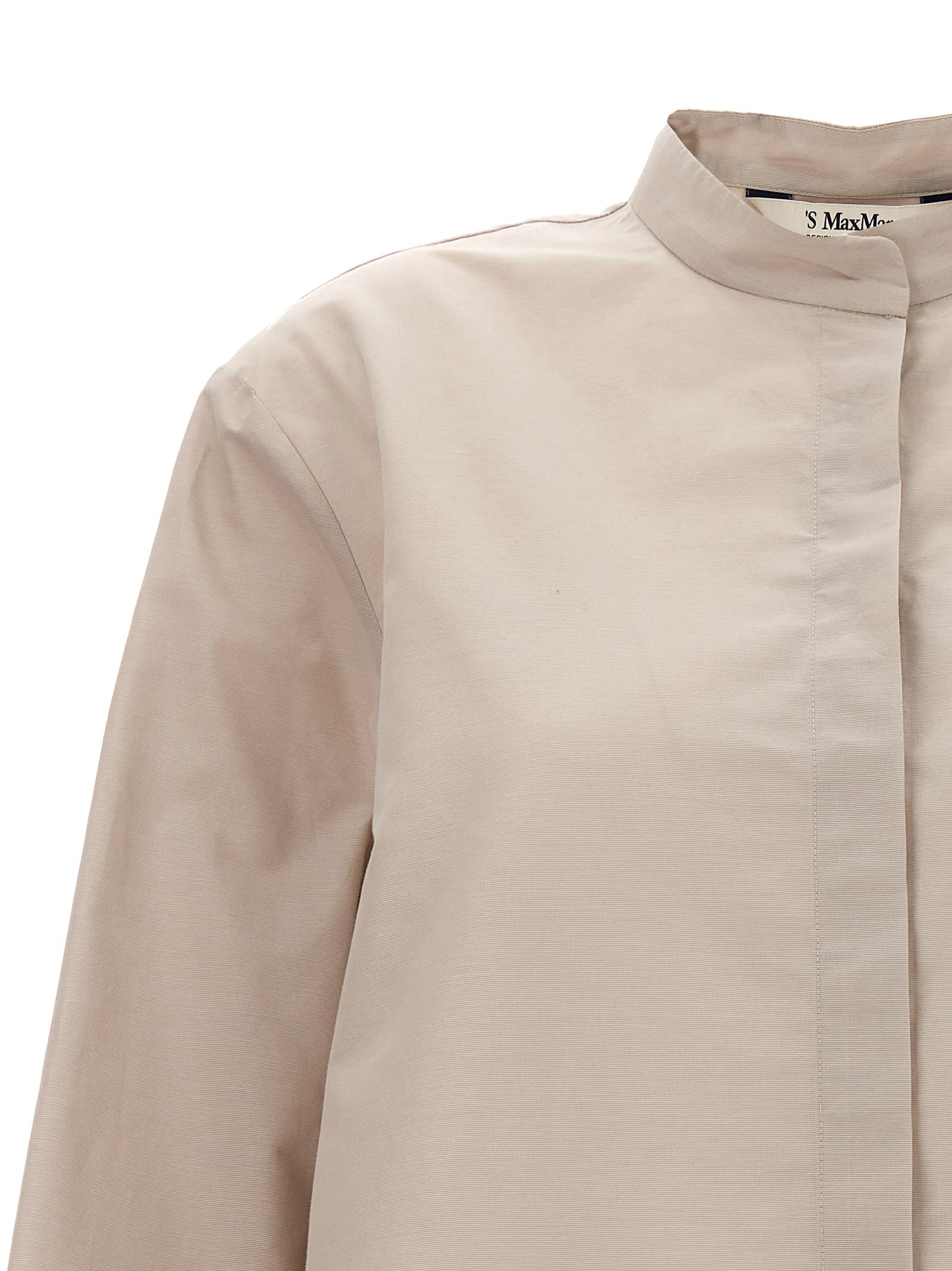 's Max Mara 'helene' High-low Hem Pleated Back Shirt In Gray