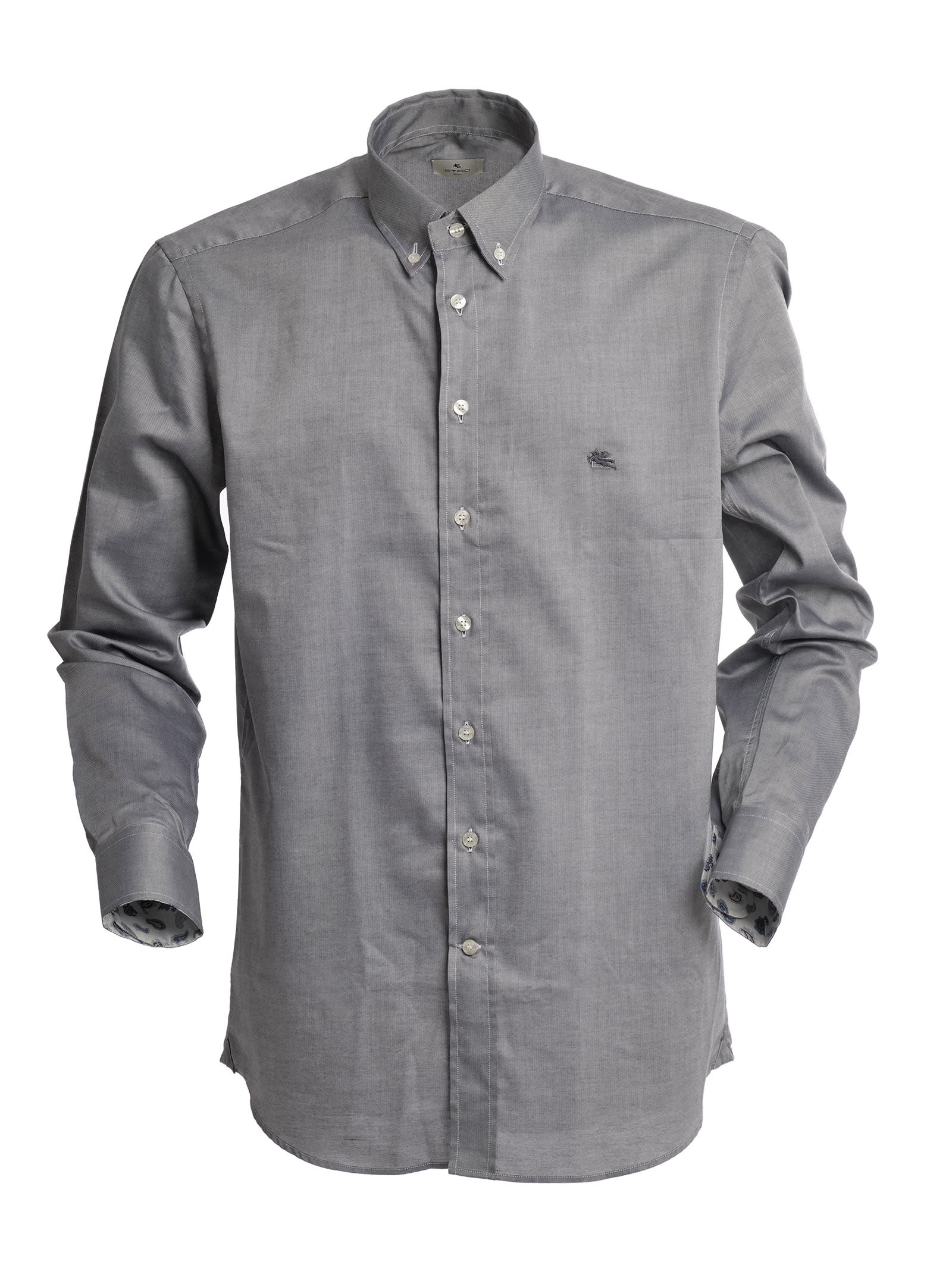 Etro Grey Shirt In Pinpoint Cotton