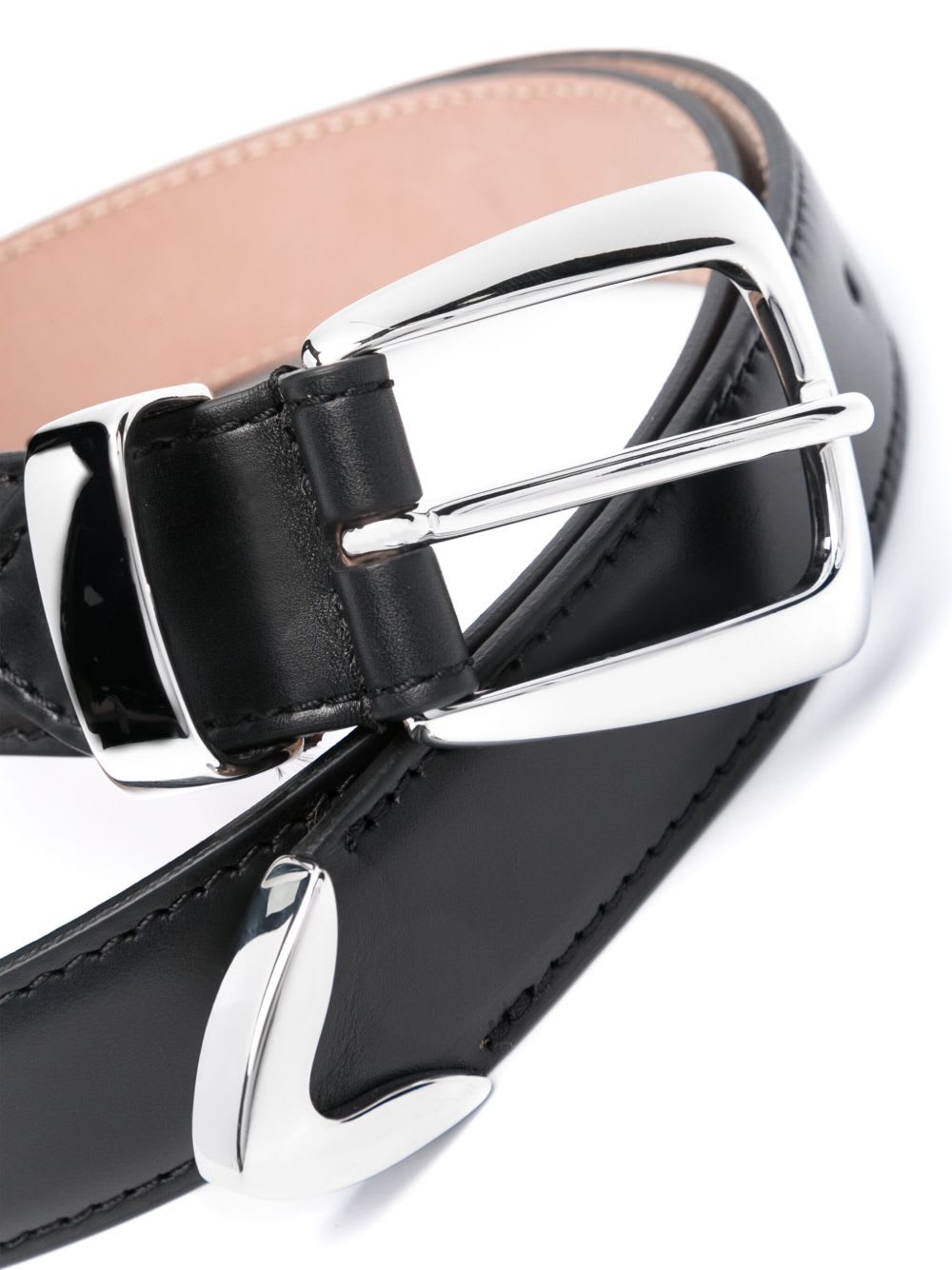 Khaite Benny Leather Belt In Black