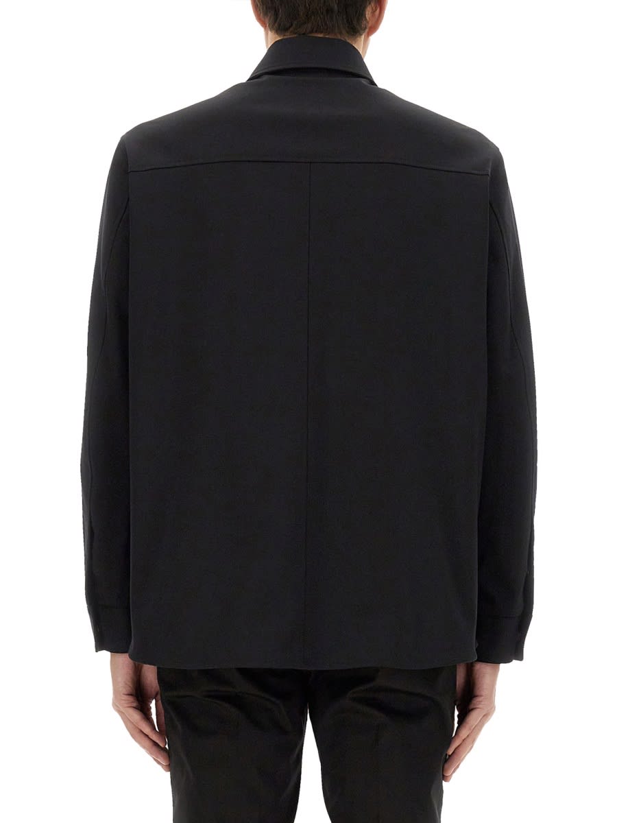 Dolce & Gabbana Men Technical Fabric Shirt With Plaque In Black