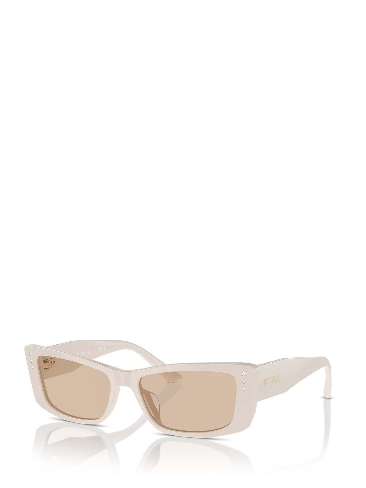 Shop Jimmy Choo Rectangle Frame Sunglasses Sunglasses In 500893 White