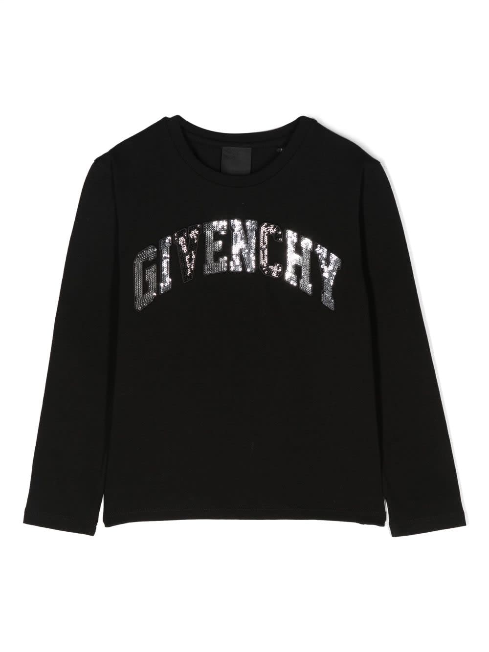 Shop Givenchy T-shirt Nera In Jersey Di Cotone Bambina In Nero