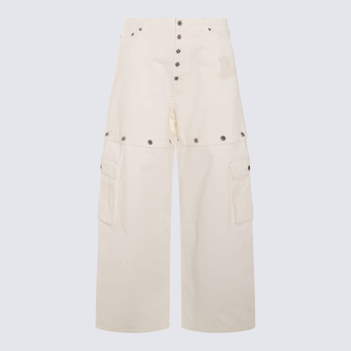 Off-white White Cotton Blend Jeans In Raw White