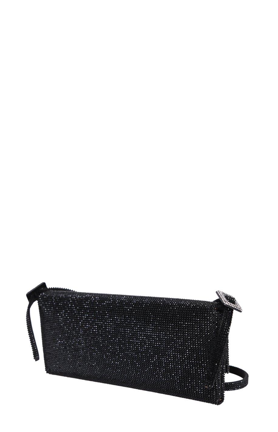 Benedetta Bruzziches Rhinestones Shoulder Bag In Jetblack