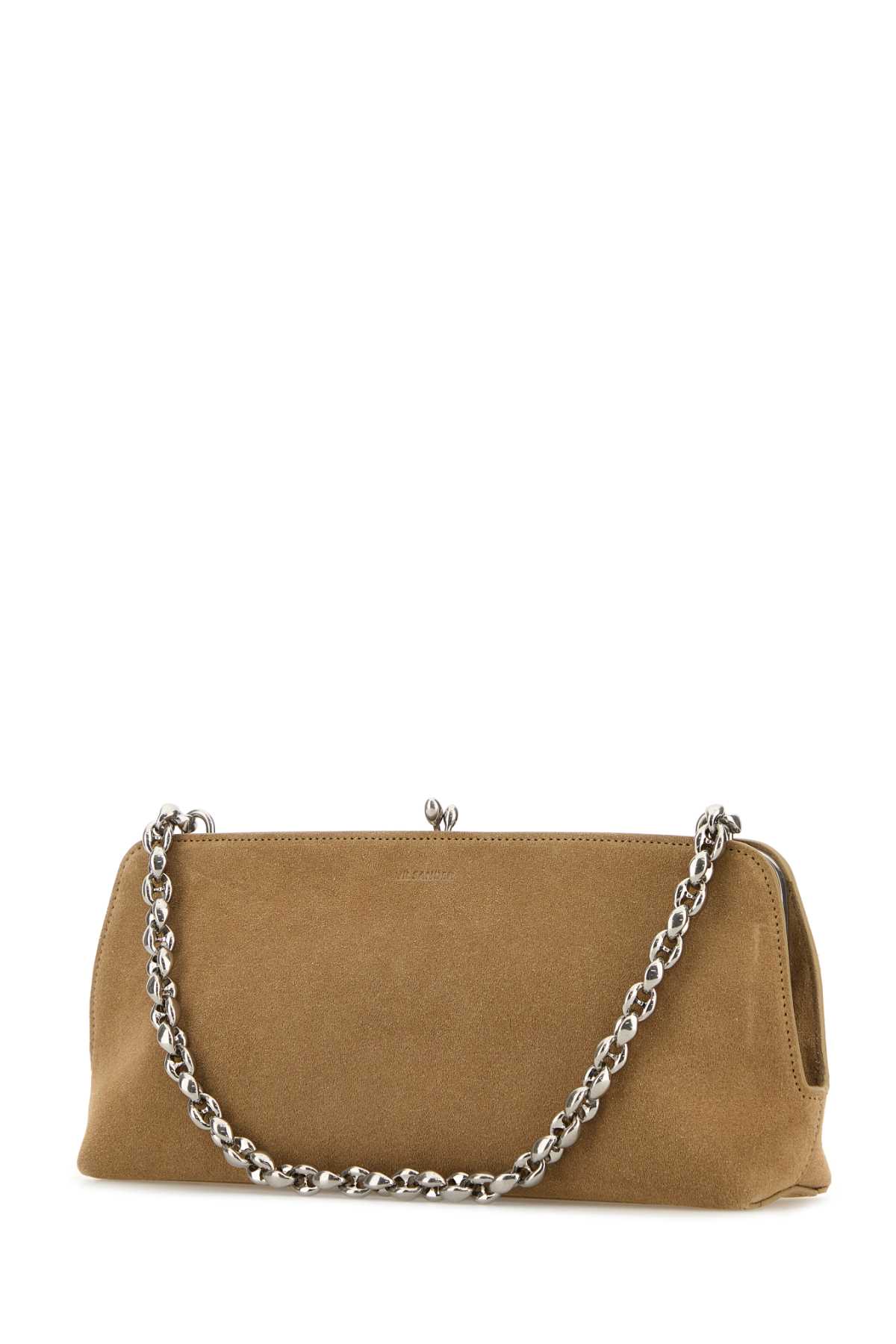 Shop Jil Sander Beige Suede Goji Shoulder Bag In Kaki