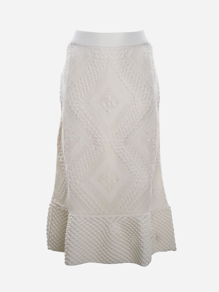 Jil Sander Cotton Skirt With Macramé Effect Geometric Pattern