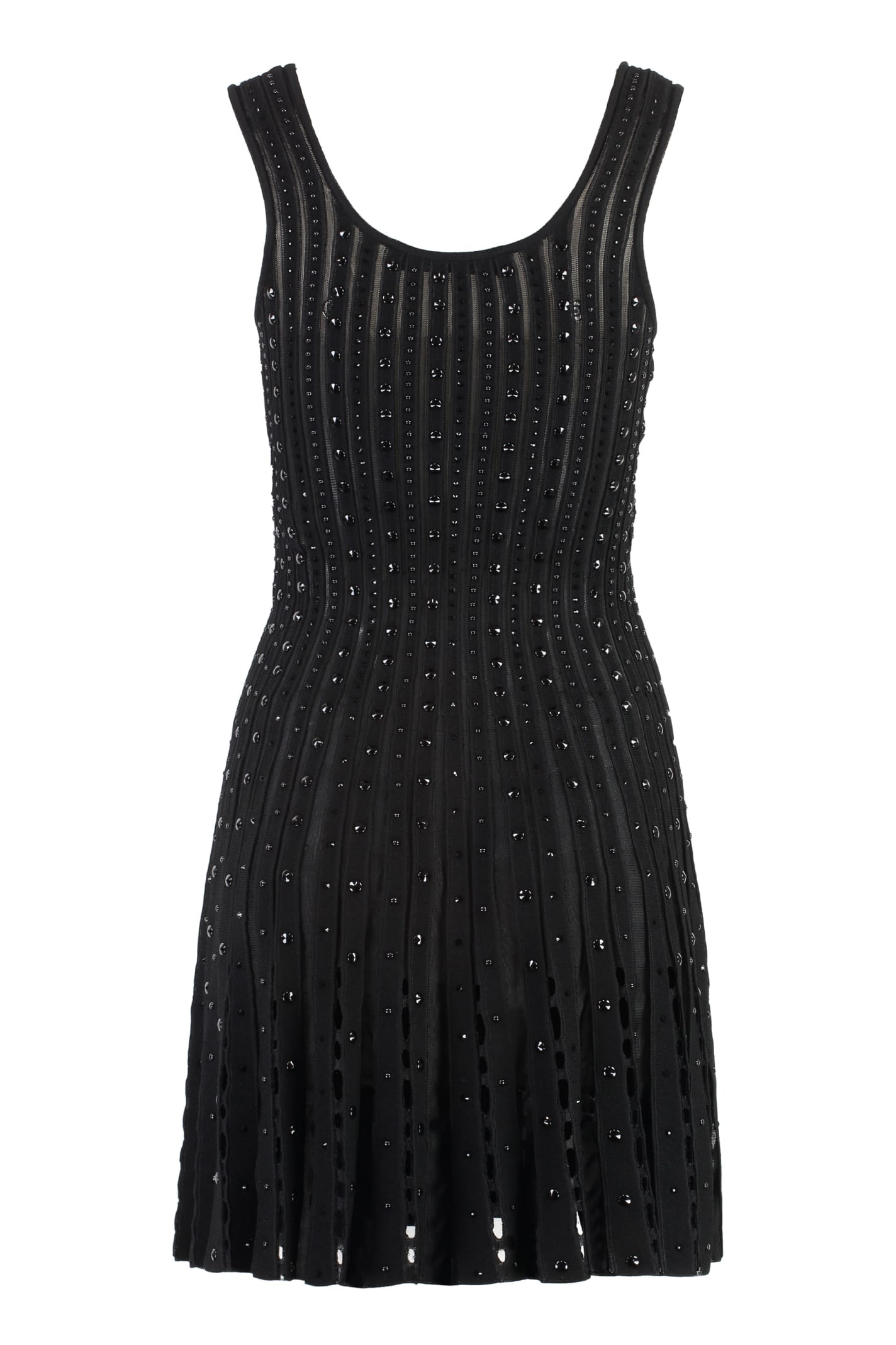 Shop Versace Knitted Dress In Black