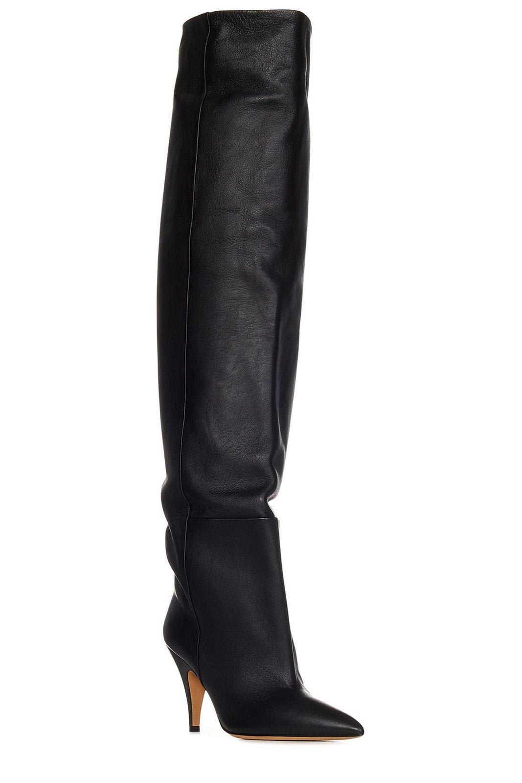 Shop Khaite River Pointed-toe Knee Boots In Black