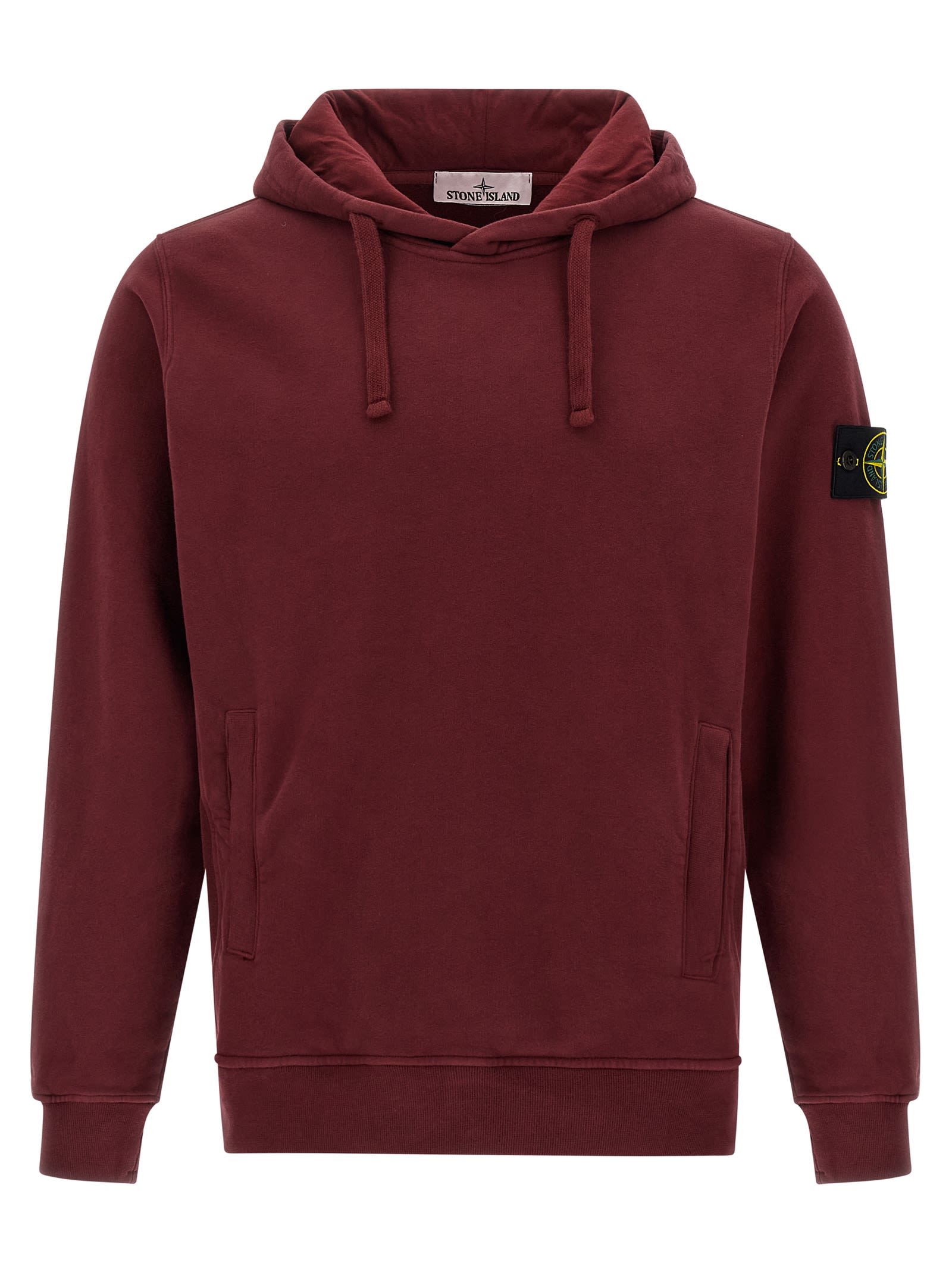 Stone Island Hoodie With Kangaroo Pocket In Burgundy