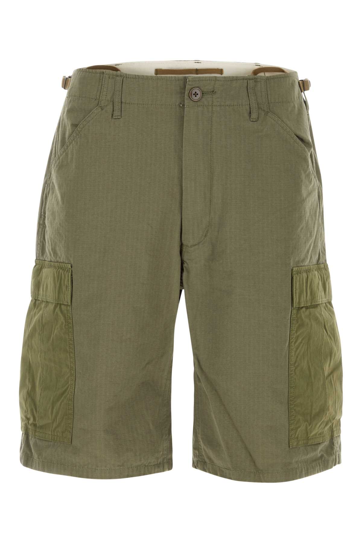 Khaki Cotton Blend Bermuda Shorts