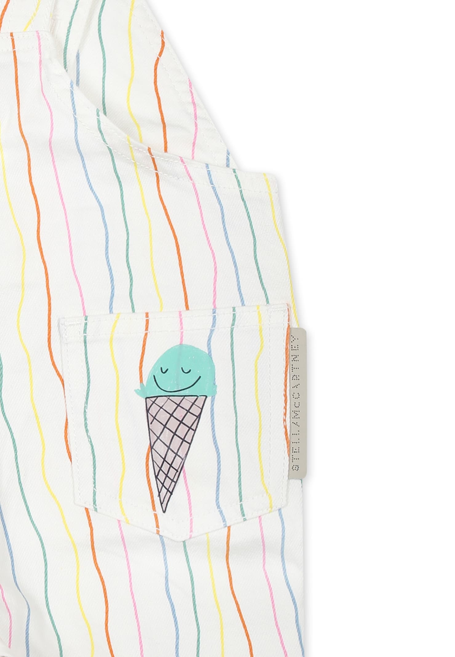 Stella Mccartney White Ungarees For Baby Girl With Ice Cream In White