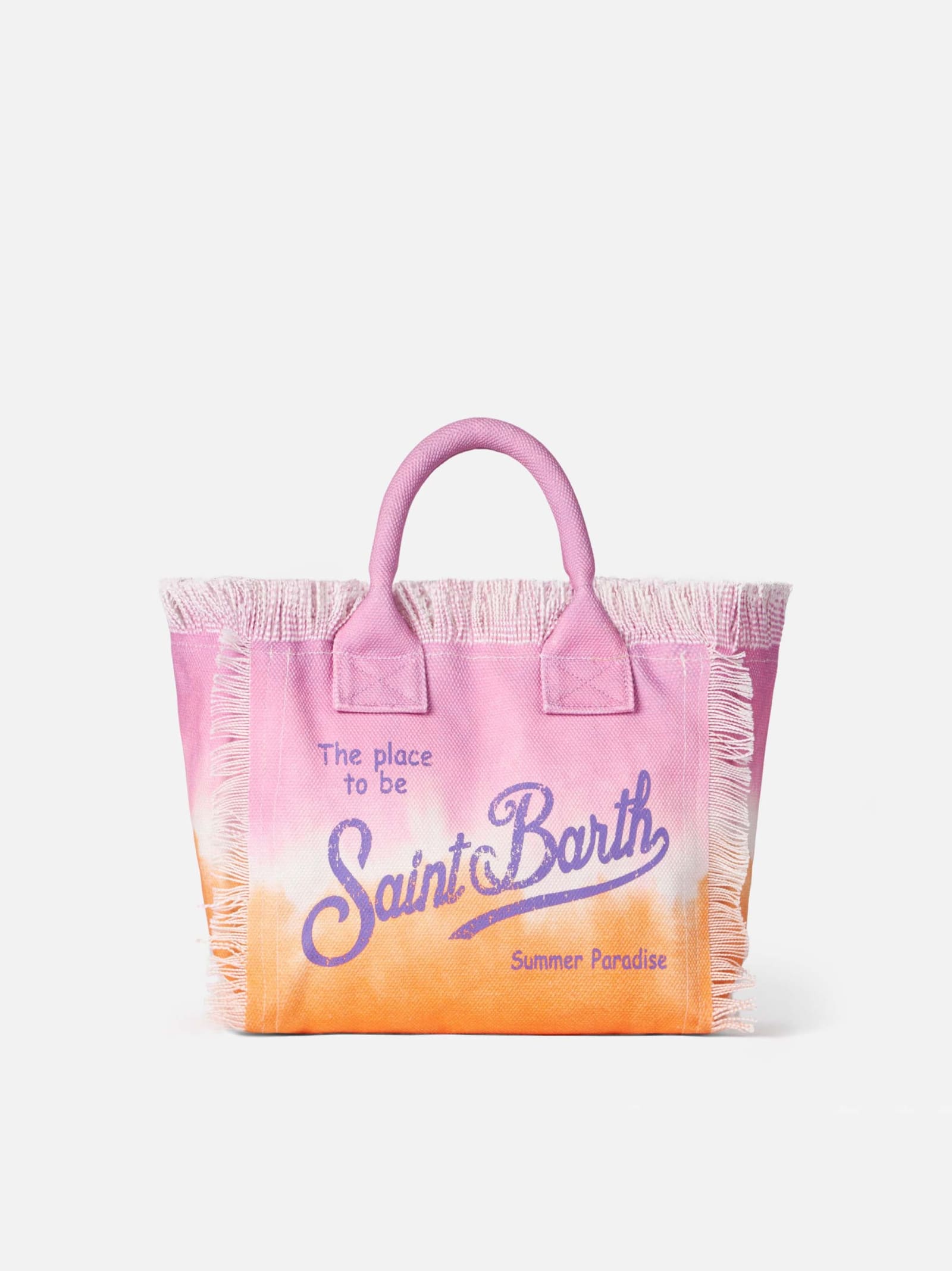 Mc2 Saint Barth Colette Tie-dye Cotton Canvas Handbag In Pink