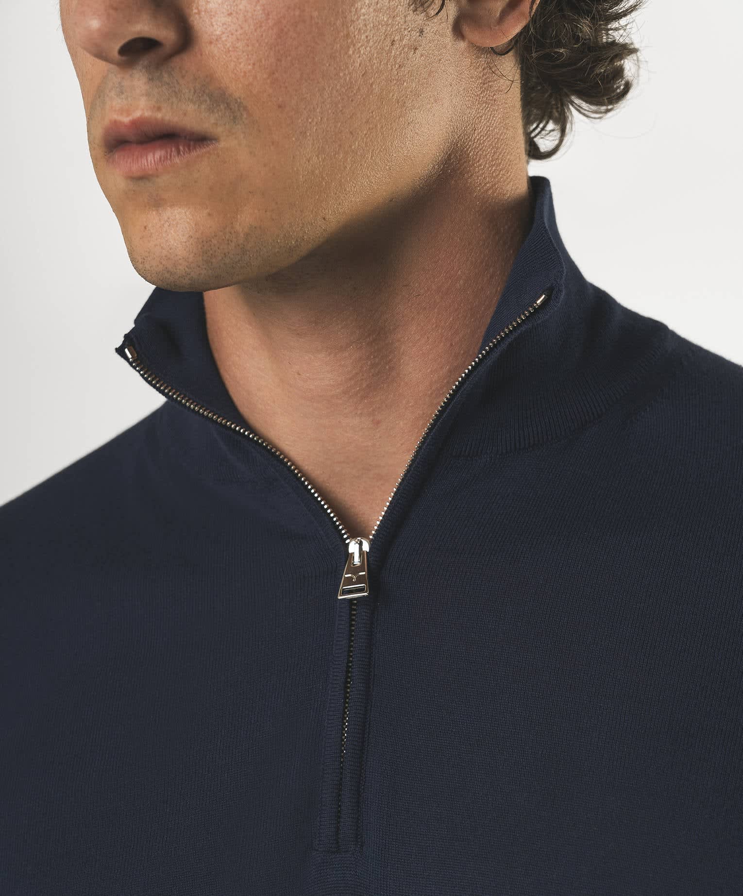 Larusmiani High Neck T-shirt With Zip Sweater In Blue