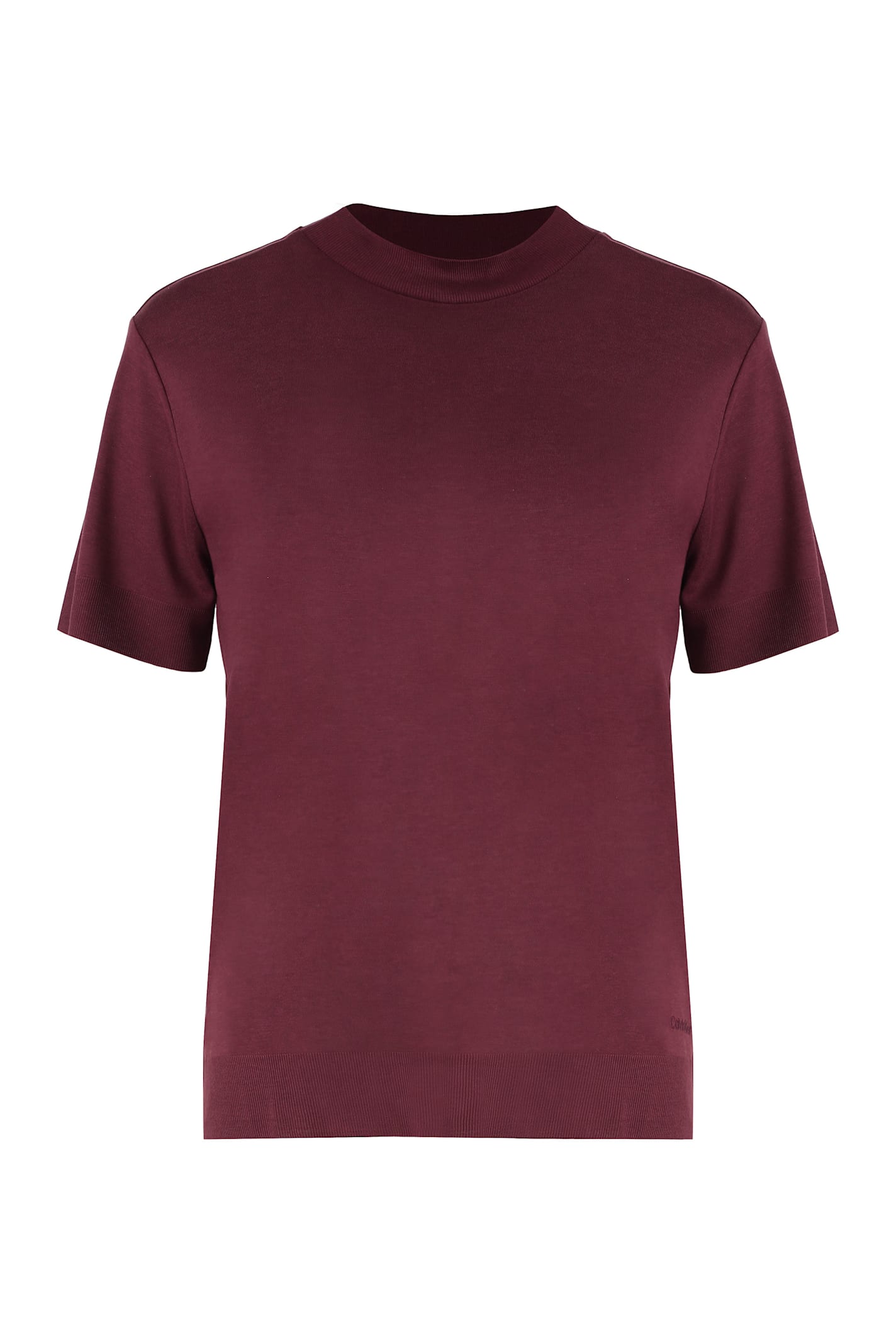 Calvin Klein Cotton Blend T-shirt In Burgundy