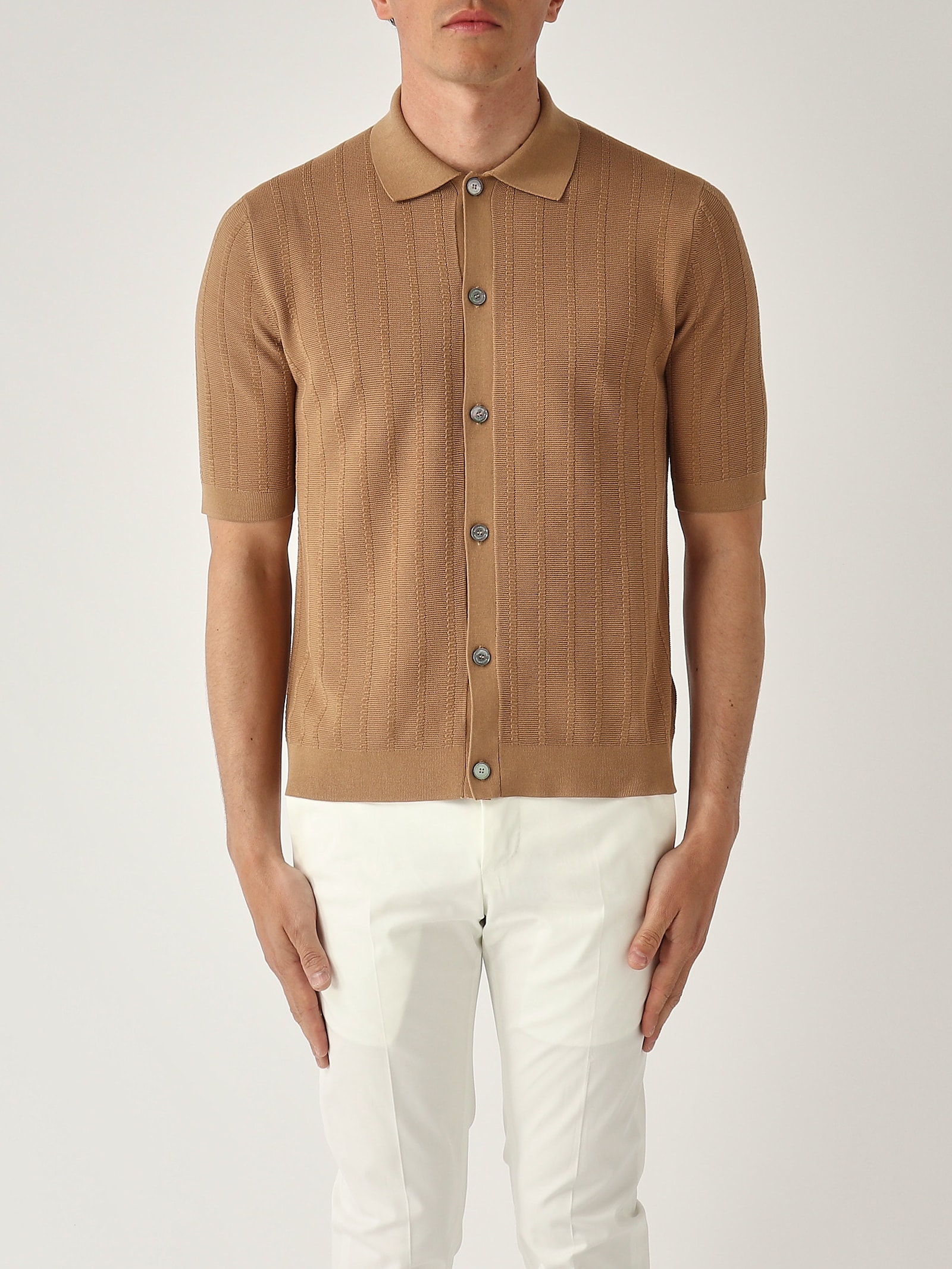 Camicia M/c Punto Riso A Coste Ribs Shirt