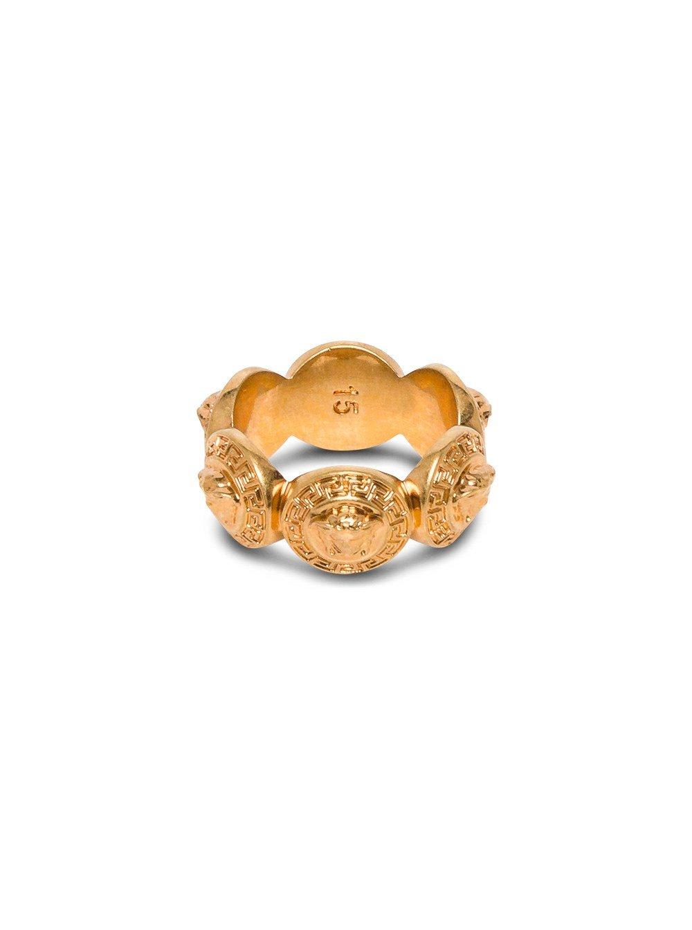 Shop Versace Tribute Medusa Ring In Oro