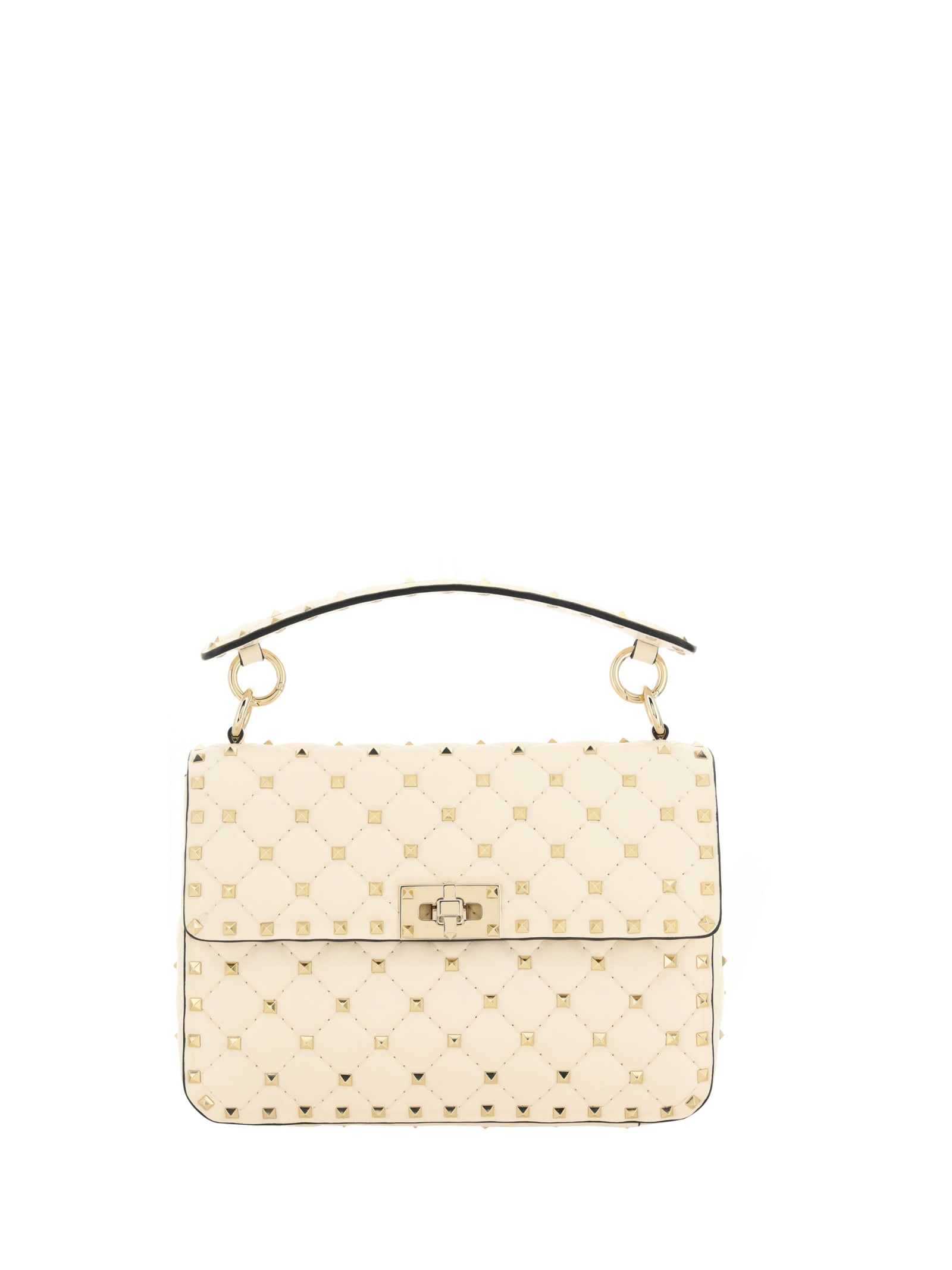 Shop Valentino Rockstud Spike Handbag In Light Ivory