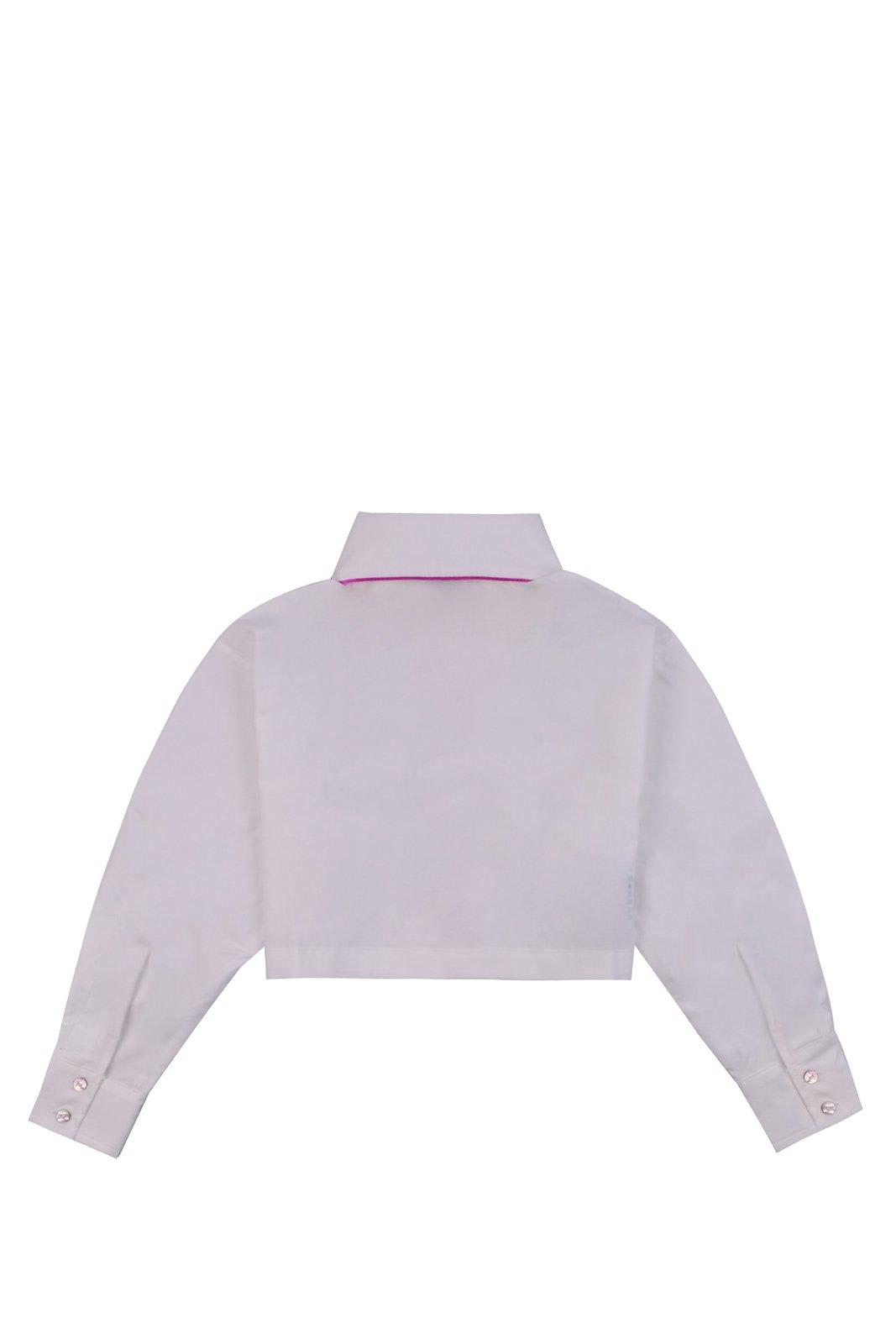 Shop Chiara Ferragni Eyelike Button-up Cropped Shirt In Panna