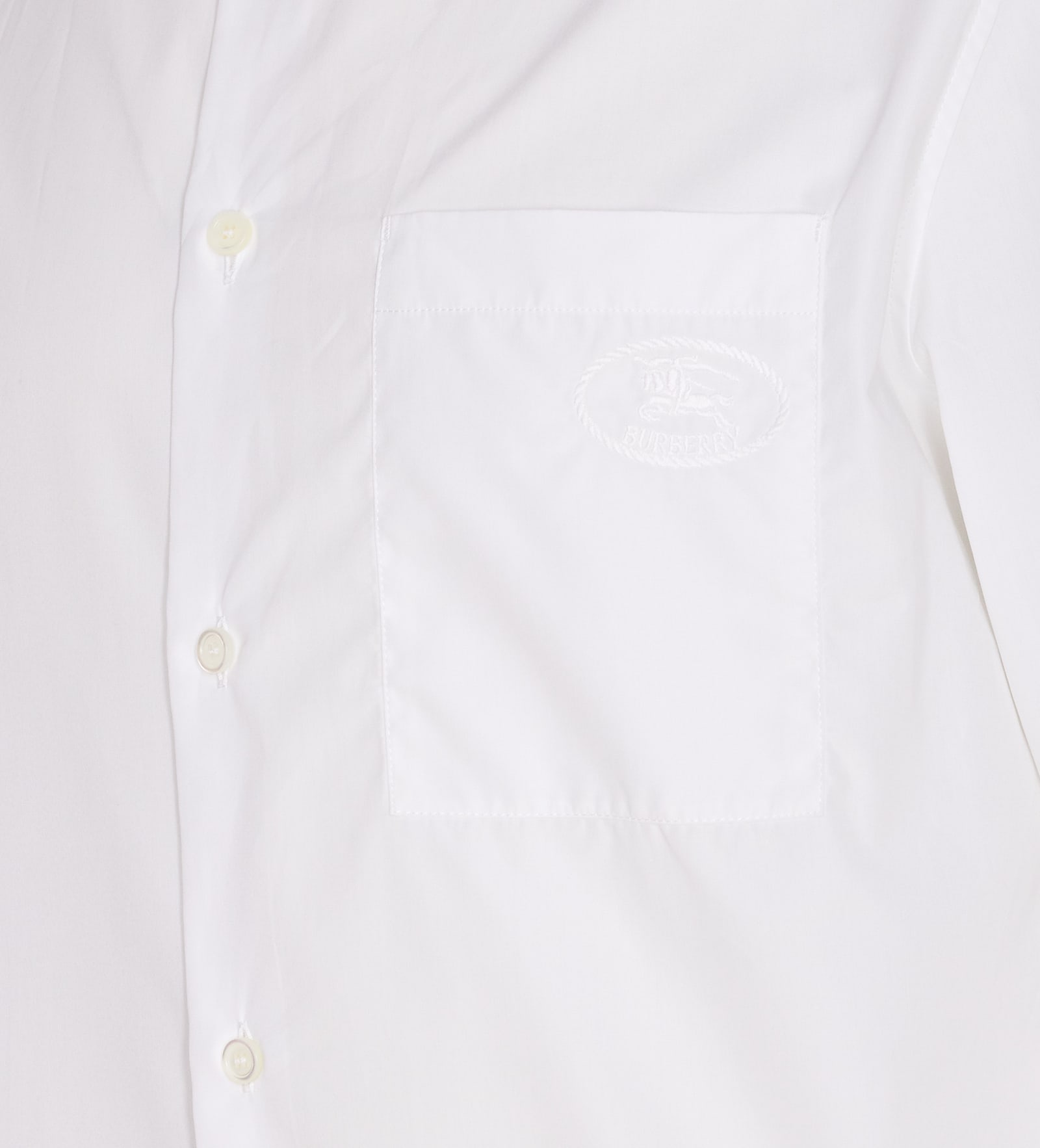 Burberry Cotton Poplin Shirt Buttoned Cuffs In White