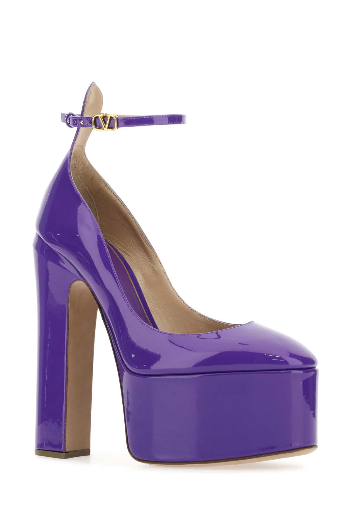 Shop Valentino Purple Leather Tan-go Pumps In N2a