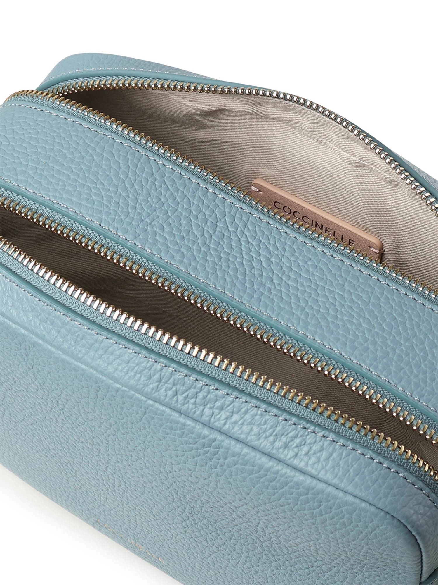 Coccinelle Zip Leather Shoulder Bag In Blue