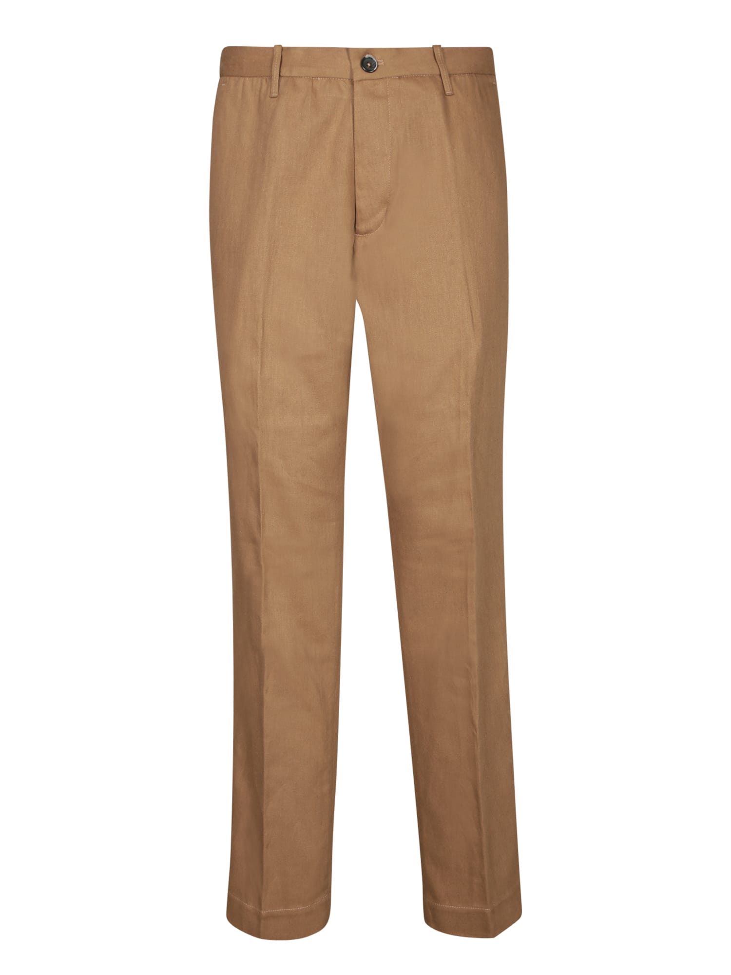 Nine In The Morning Tailored Beige Trousers With Button Closure In Brown