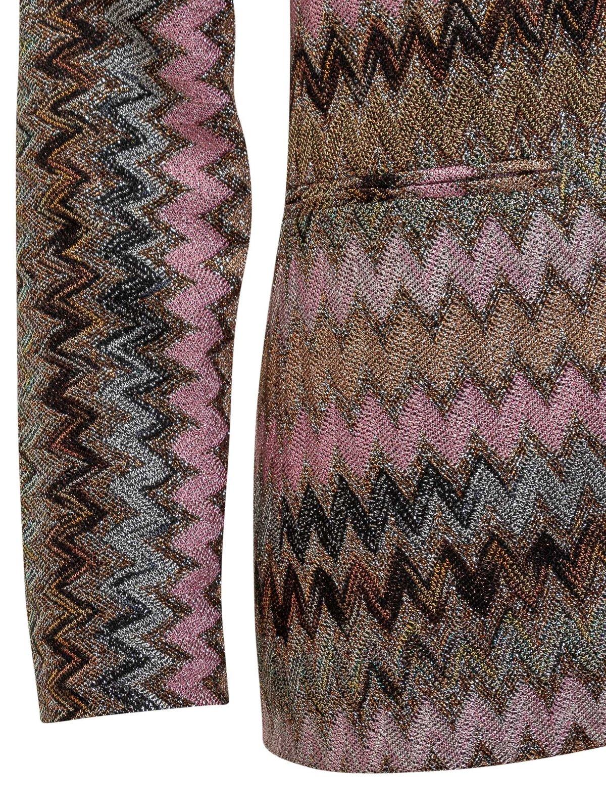 Shop Missoni Lame Chevron Knitted Blazer In Multicolour