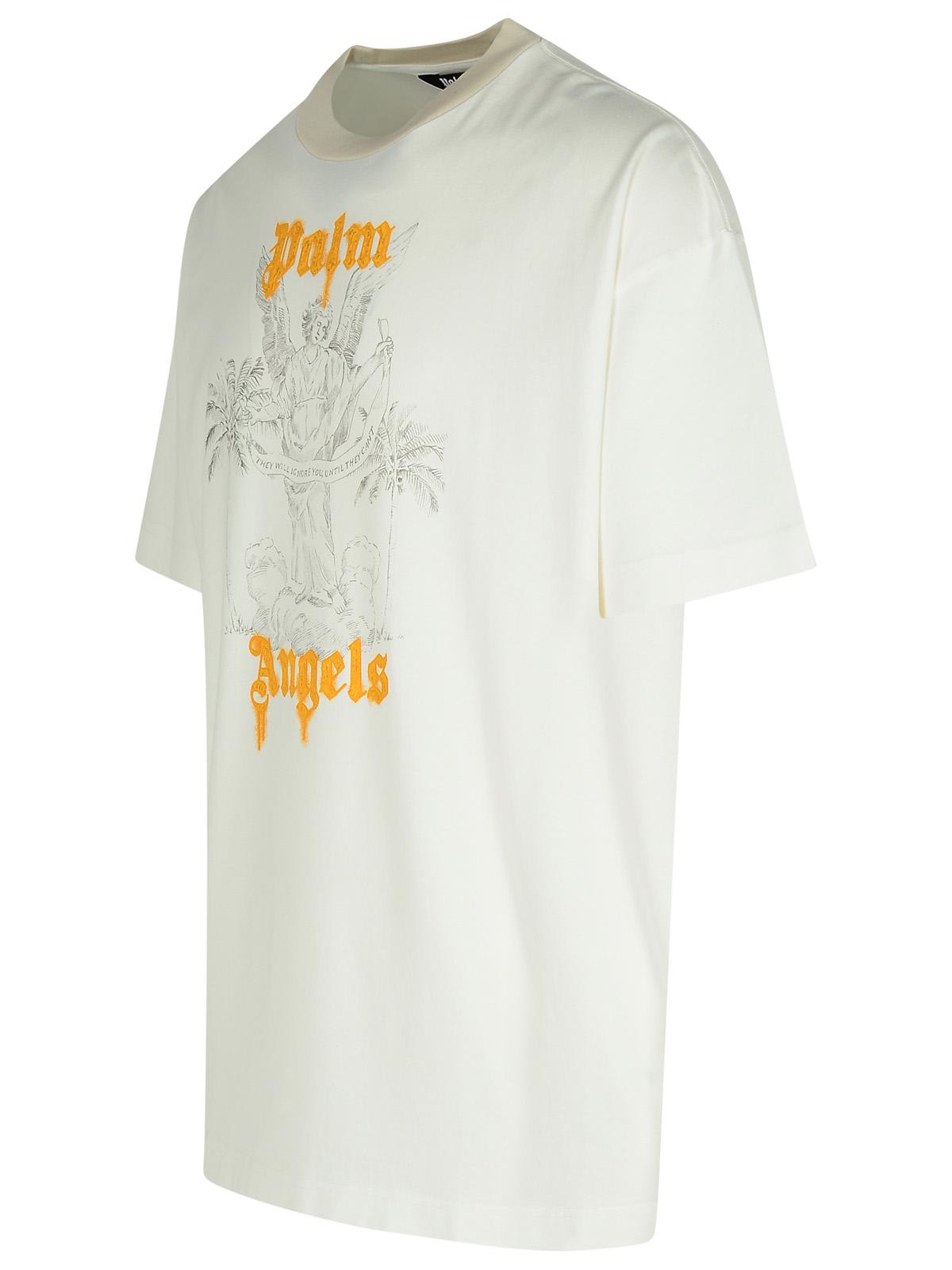 Shop Palm Angels Angel Pency White Cotton T-shirt