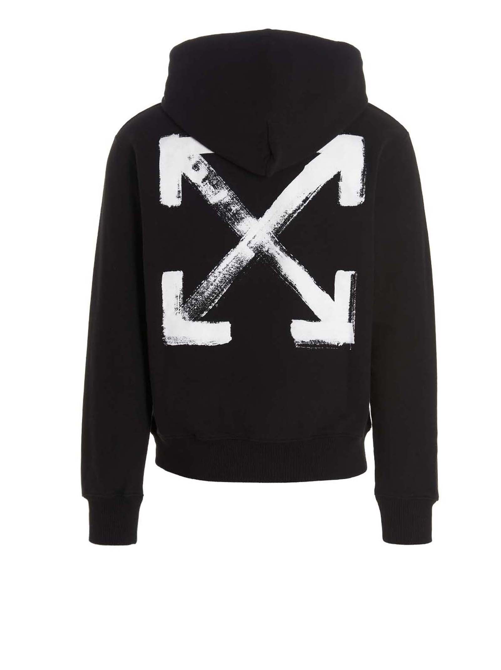 Off-white Paint Arrow Cotton Hoodie In White/black | ModeSens