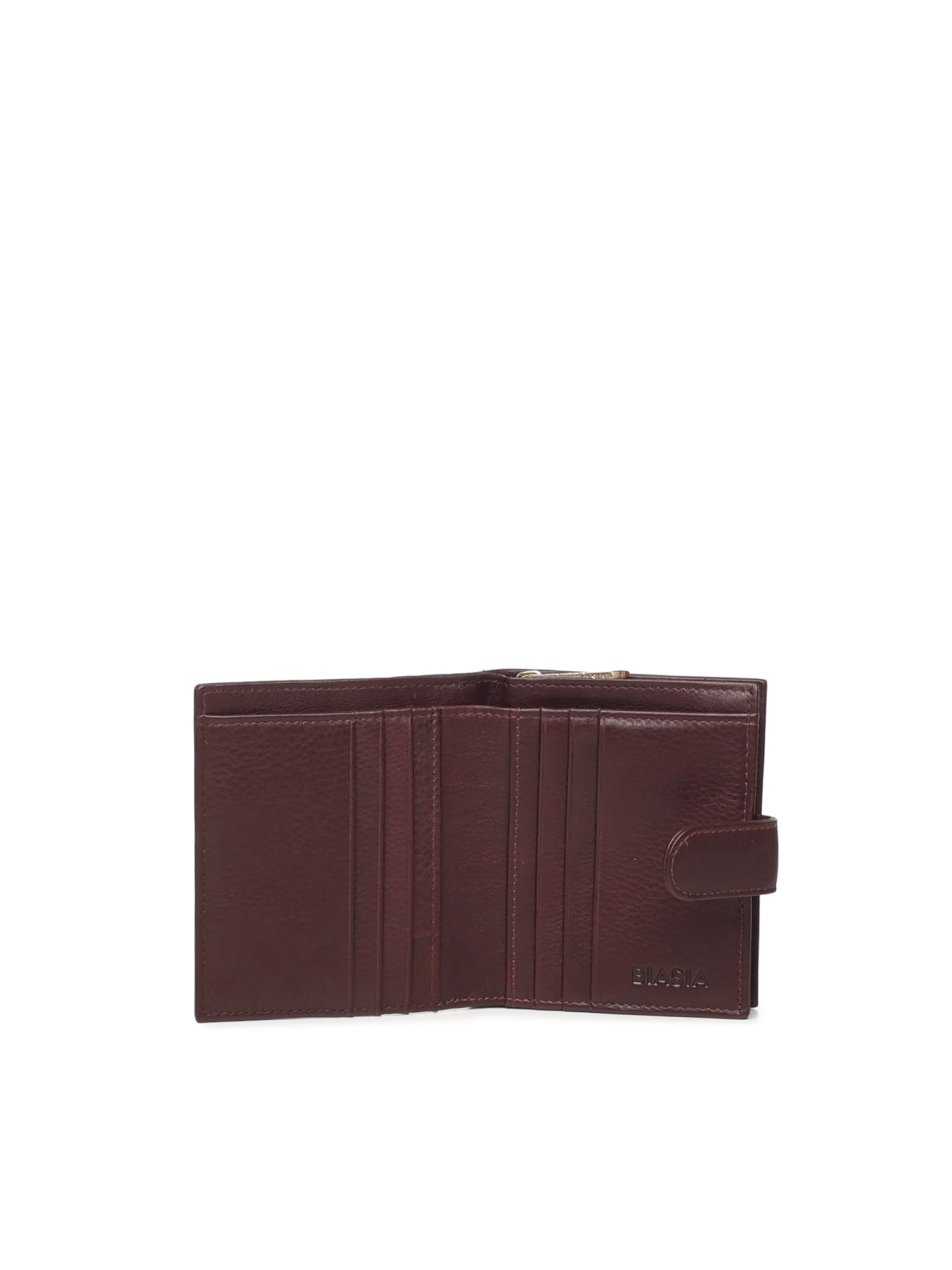 Biasia Leather Wallet With Logo In Brown